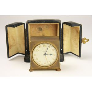 Zenith Travelling Clock in Gilt-Brass Case with Alarm - Clocks ...