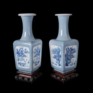 Pair early 20th century Chinese porcelain vases, of tapering…
