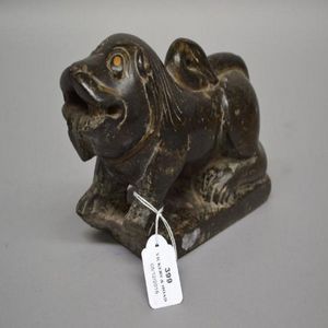 Chinese Carved Soapstone Temple Dog Sculpture - Zother - Oriental