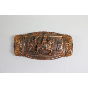 Antique French Napoleonic treen snuff box, approx 3.5 cm high,…