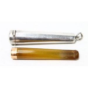 A sterling silver Cheroot holder with 9ct gold hallmarked…