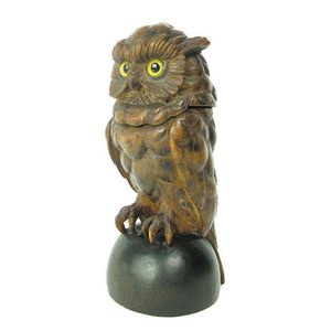 Bottled Ink Owl Glass Inkwell with Pewter Owl Pen Holder and Black ...