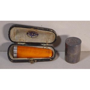 Sterling silver vesta case and cigar holder, with sterling…