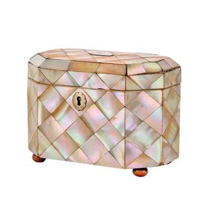 A fine mother of pearl octagonal tea caddy, English, circa 1850.…