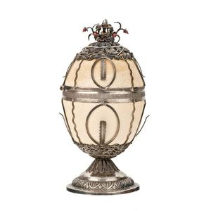 An unusual silver and coral mounted ostrich egg, French,…