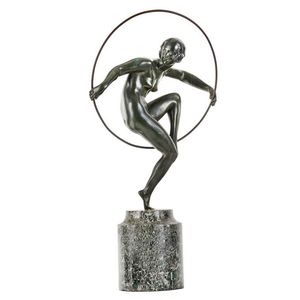 An Art Deco bronze of a girl with a hoop by Marcel Bouraine,…