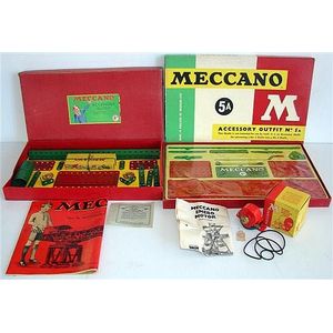 Meccano Accessory sets 4A, 5A and Emebo motor; the 4A set in…