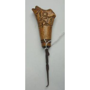 A Mat Weaving tool horn with steel implement. Borneo, Indonesia.&hellip;