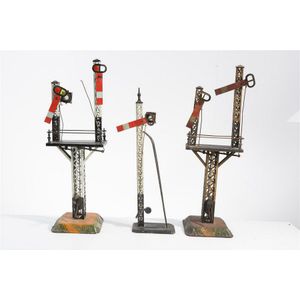 A collection of 3 Bing early Railway signals, gauge 1 or larger