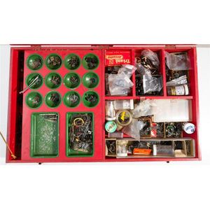 A Triang Railways service Department wood box with hinged lid,…