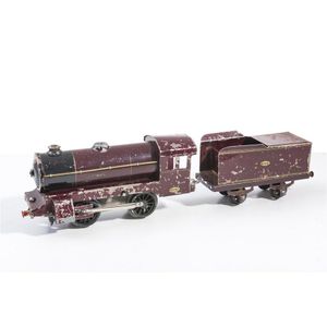 A Robilt clockwork maroon 0-4-0 locomotive and tender 'Robilt'