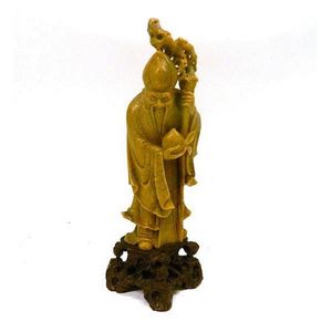 Soap stone carved figure of Shou Lao 31 cm high