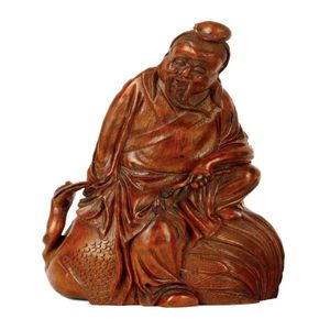 A Chinese bamboo carving, depicting Shou Lao seated upon the&hellip;