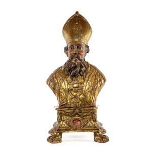 An exceptional carved, gilt gesso and polychrome painted…