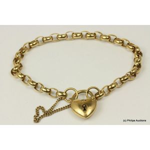 A gold belcher link padlock bracelet, 9ct yellow gold, made as…