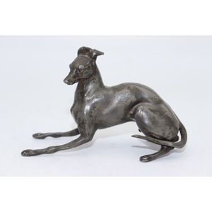 Pensive Whippet: Bronze Figurine - Animals & Birds - Sculpture/Statuary