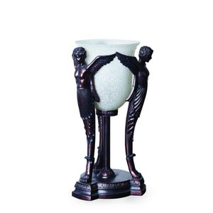 An Art Deco lamp, angelic figures raised on a stepped platform…