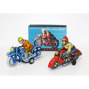 2 tinplate motorcycles, including German, possibly Huki and…