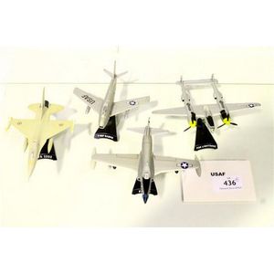 Four metal model Airforce Planes including P38 Lightning and F…