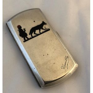 Silver and enamel cigarette case, marked, of shaped rectangular…