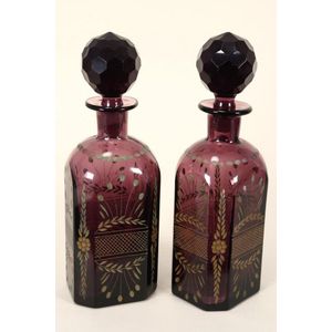 Pair of 19th century Bohemian glass decanters, in purple glass…