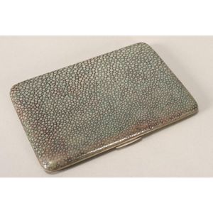 English shagreen cigarette case, of slender rectangular form,…