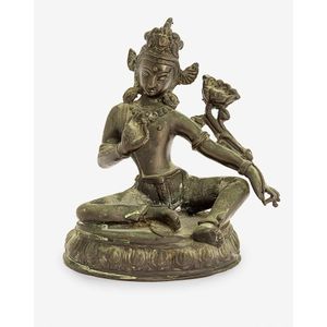 Nepalese bronze figure of green Tara, the female bodhisattva of&hellip;