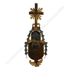A 19th century continental (Germanic) painted metal crucifix,…