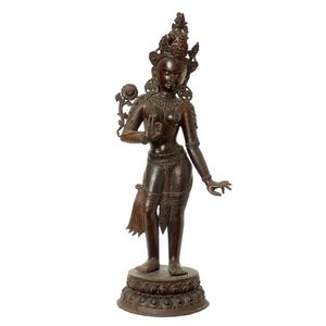 A large Tibetan bronze white Tara with jewelled neckline and&hellip;