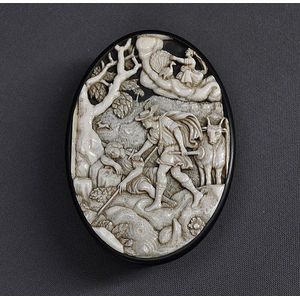 Early French enamel patch box. Rural scene with courting couple…