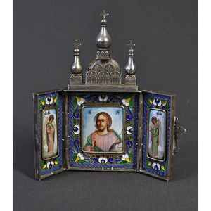 Russian Mikhail Grachev, silver travelling icon. Hallmarked St…