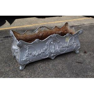 Large antique French cast iron planter, approx 84 cm long