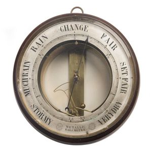 A ships metallic barometer stamped 'E. Bourdon and Richards,…