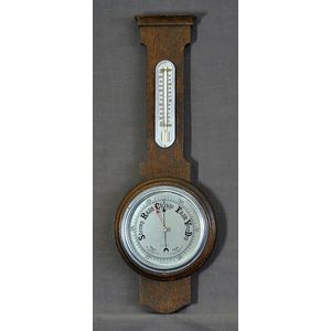 English Oak Barometer & Thermometer - 65cm Height - Barometers ...