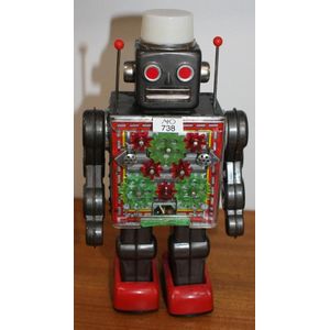Vintage Japanese robot, with visible gear mechanism in original…