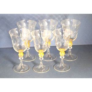 Set of six Persepolis Murano white wine glasses, by Seguso…
