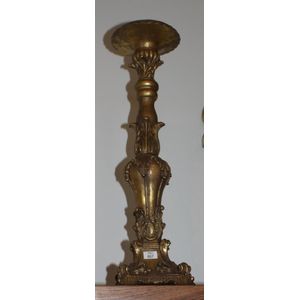 Gilded plaster ecclesiastical candle stand. Height 51 cm
