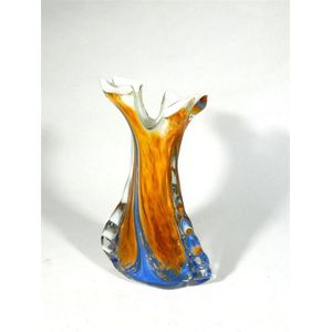 Gold and Blue Murano Glass Vase (8 words) - Venetian / Murano - Glass