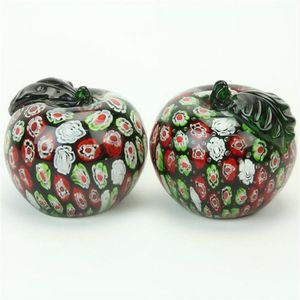 Murano Castellani millefiori pair of apple paperweights with…