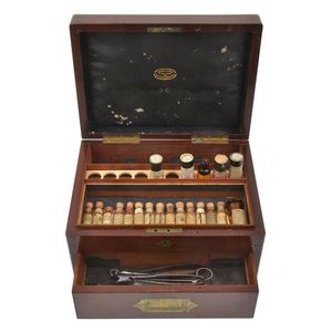 19th Century Homeopathic Apothecary Box with Instruments and Vials ...