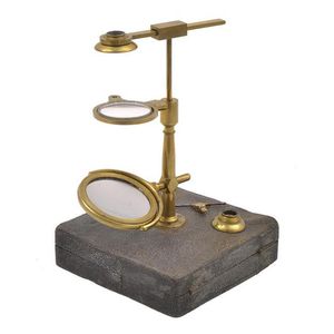 A brass Aquatic microscope, late 18th century, the turning…
