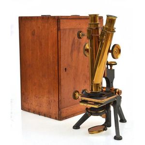 A Victorian binocular microscope, W. Watson & Sons, London,…