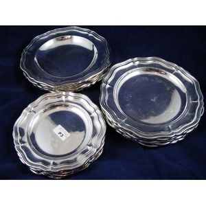 Six each dinner, soup and side silver plated under plates -…