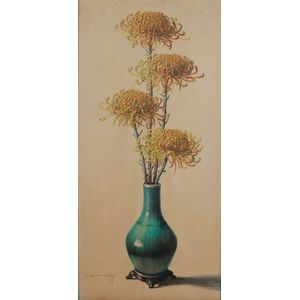 Vladimir Tretchikoff, Still Life - sun flowers, coloured print,…