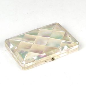 A Victorian mother-of-pearl card case, push-button release, the…