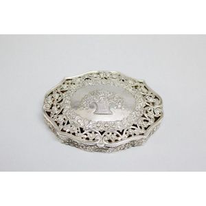 Antique German pierced work silver hinged box, with…