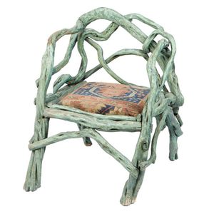 A rustic armchair, formed of natural hardwood boughs with a…