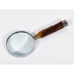 English magnifying glass with stag-horn handle and silver…