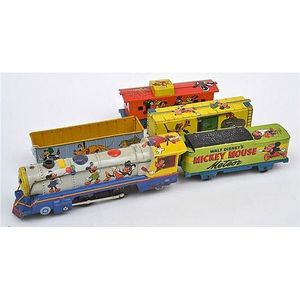 Linemar clockwork tinplate Disney Mickey Mouse Meteor train,…