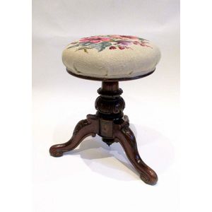 Victorian Antique Adjustable Gout Footstool, Horsehair Upholstery